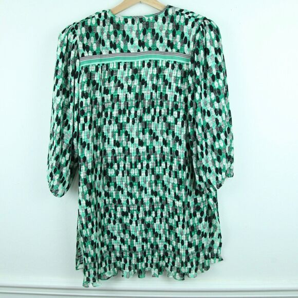 Women's XL ? Tunic Top Sheer Metallic Pleated Festive Holiday Boho Geometric - Picture 9 of 10